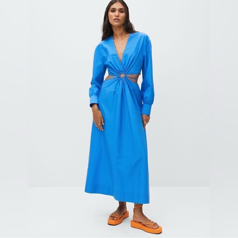Mango Vibrant Blue Long Sleeve Dress